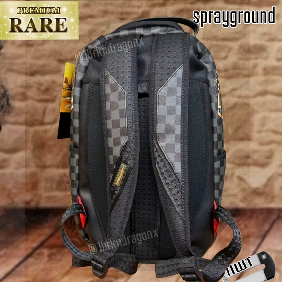 RARE NWT Sprayground Backpack Checkered Black Gold Limited Edition Diaa Travel